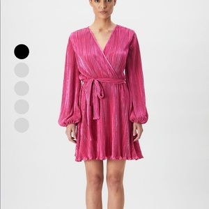 Bardot pleat mini Dress- Pink